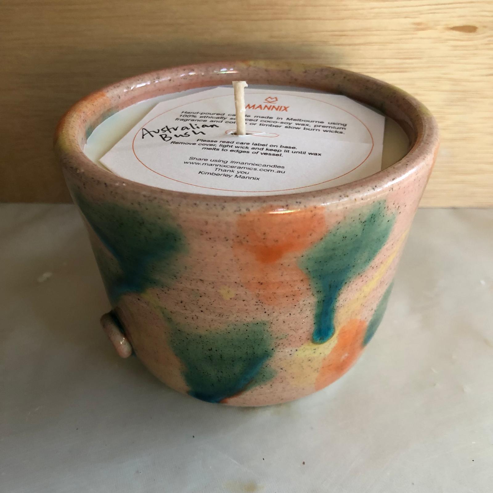 Australian Bush Candle Pink Orange & Green