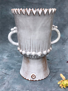 Wheel-Thrown Ceramic Urn with applied handles