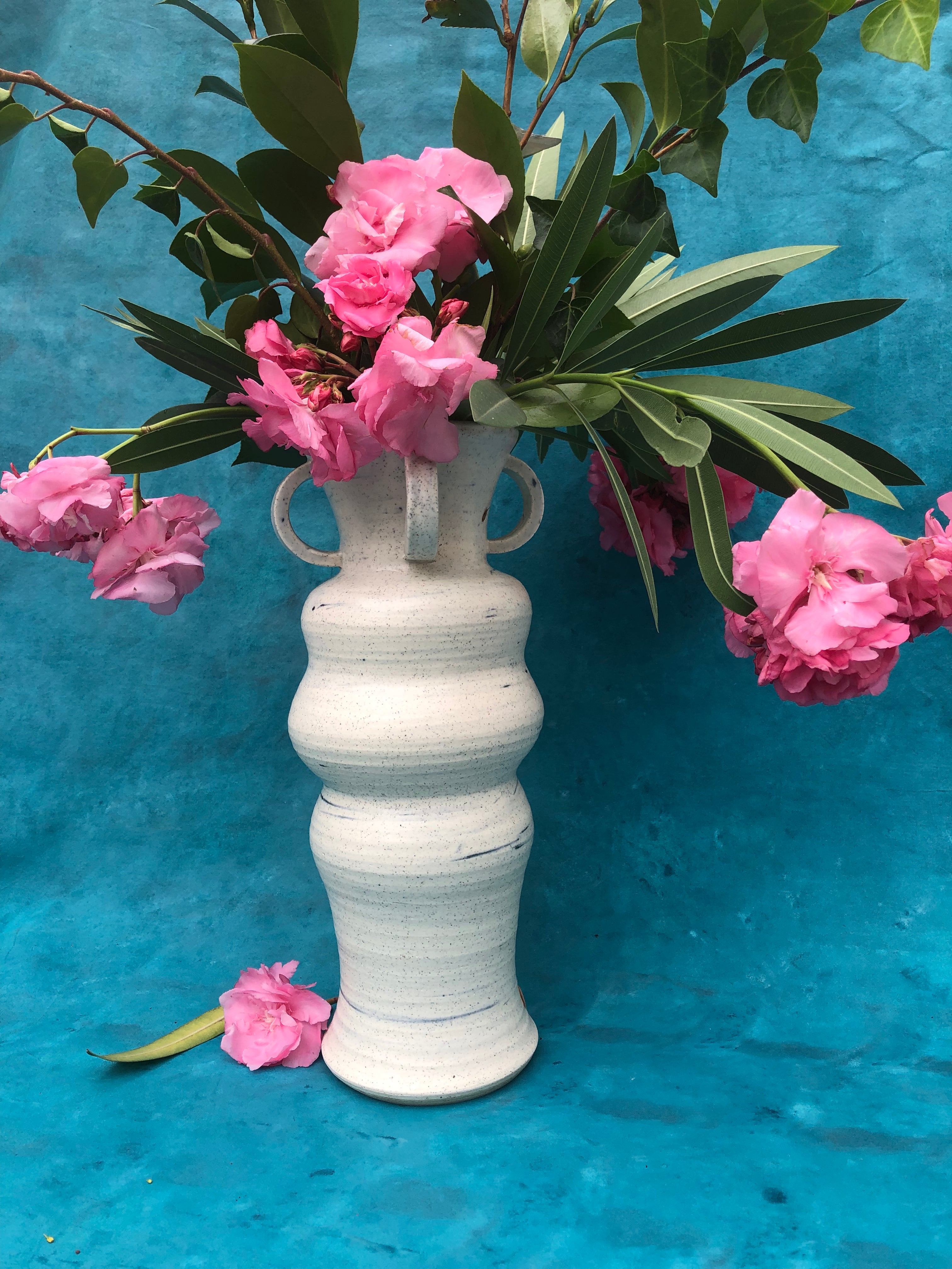 Large Wheel-thrown Vase with applied handles