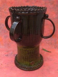 Large Wheel-Thrown Ceramic Urn with applied handles