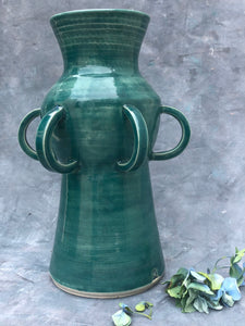 Large Hand-thrown Ceramic Vase with applied handles