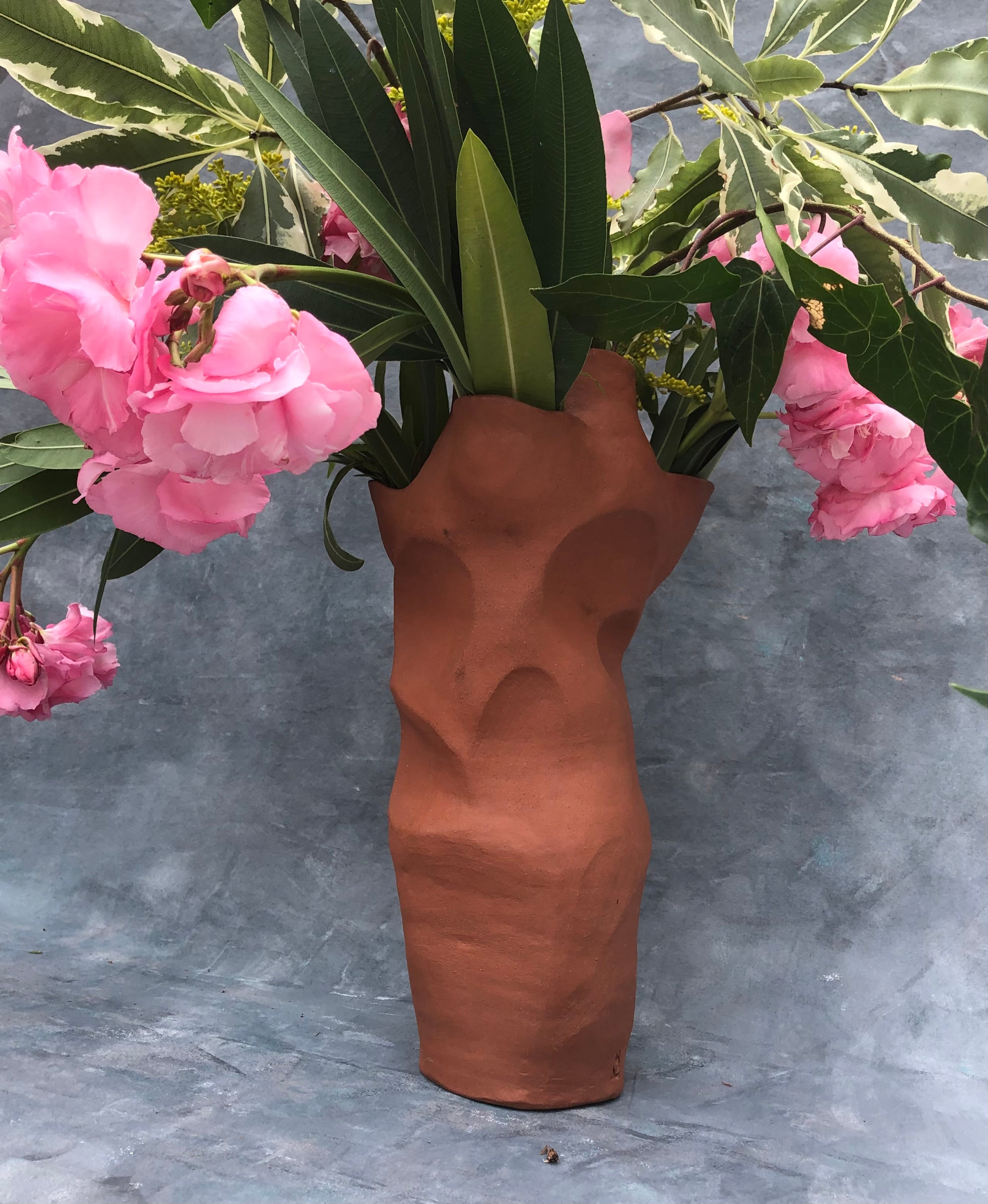 Hand-built Organic Terracotta Ceramic Slot Vase