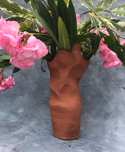 Hand-built Organic Terracotta Ceramic Slot Vase