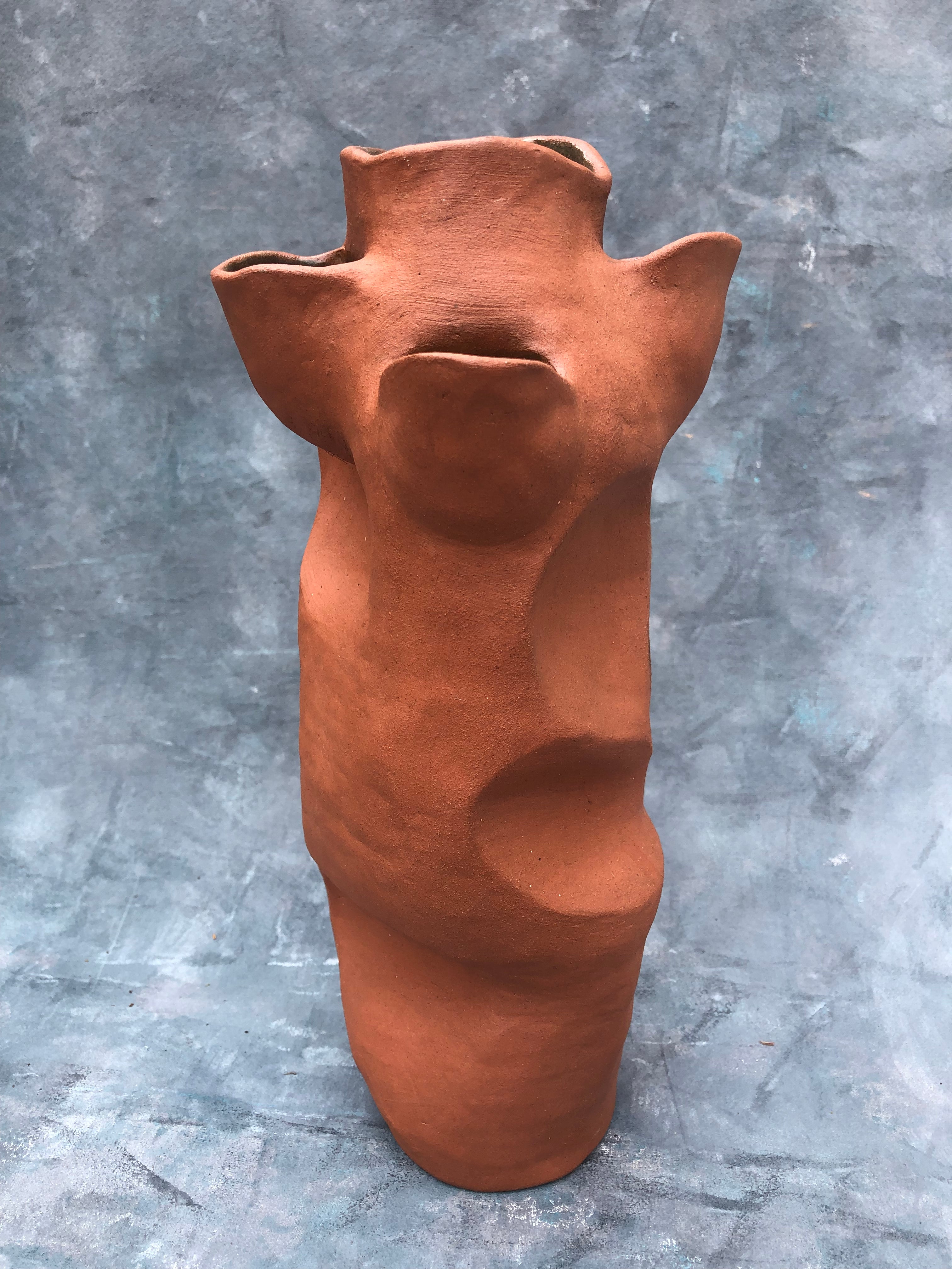 Hand-built Organic Terracotta Ceramic Slot Vase