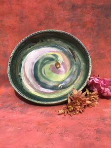 Large wheel-thrown shallow dish/platter