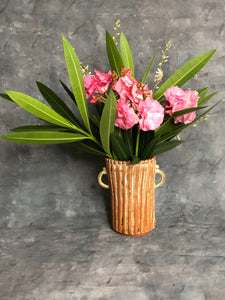 Wheel-Thrown Ceramic Cylinder Vase with Applied decoration