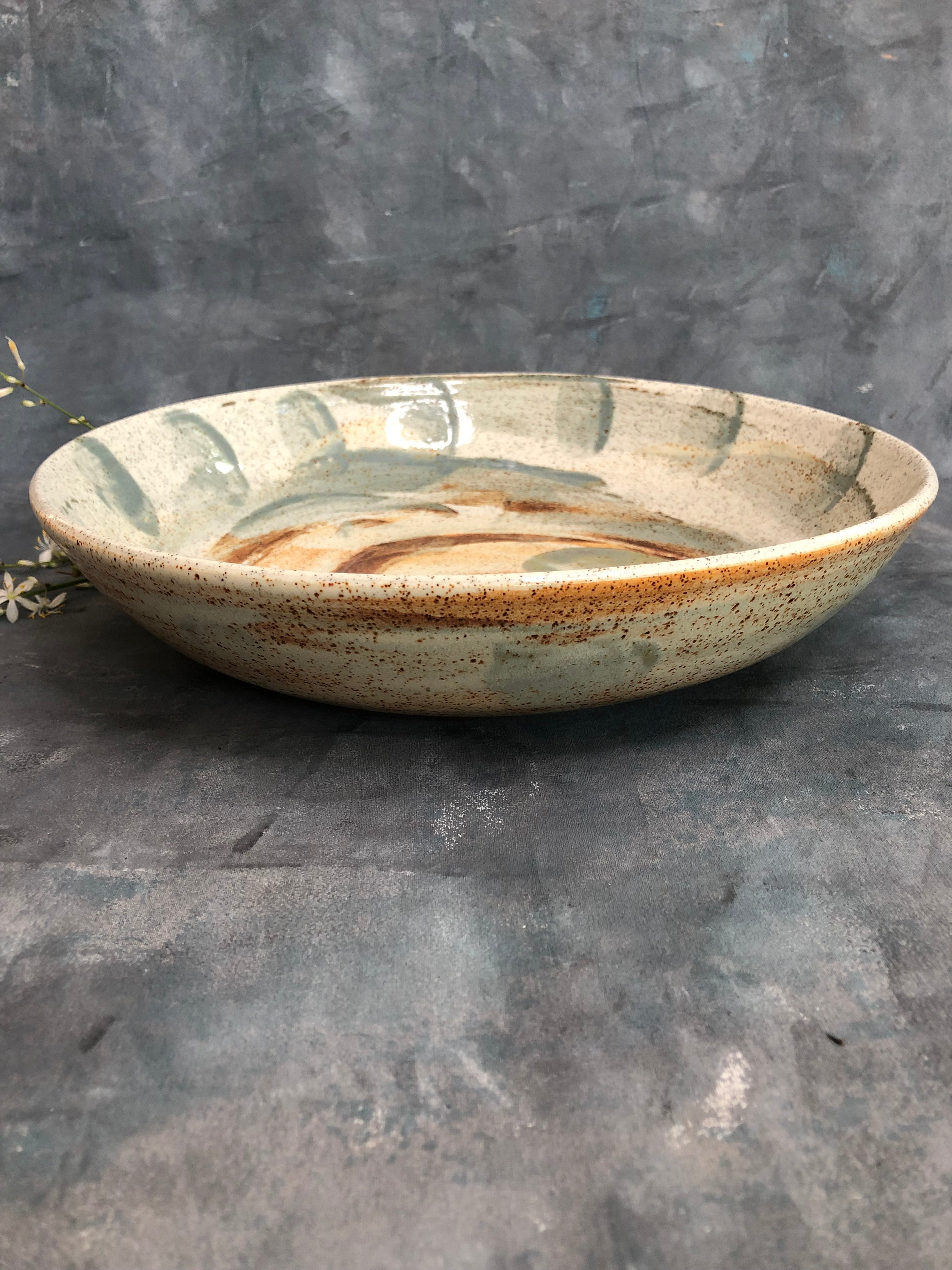 Large Wheel-Thrown Stoneware Platter or Dish