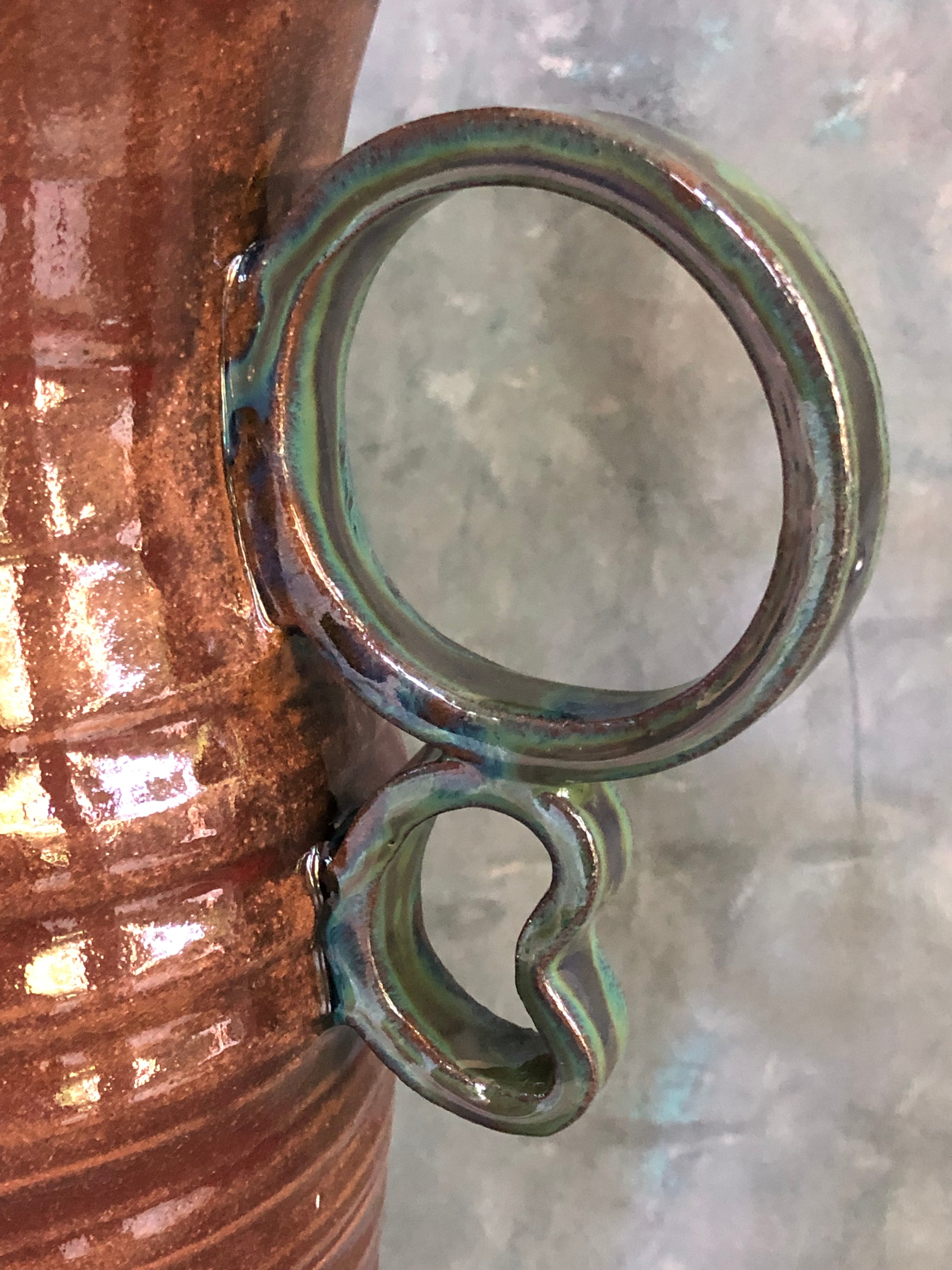 Tall Wheel-Thrown Vase with Applied Handles