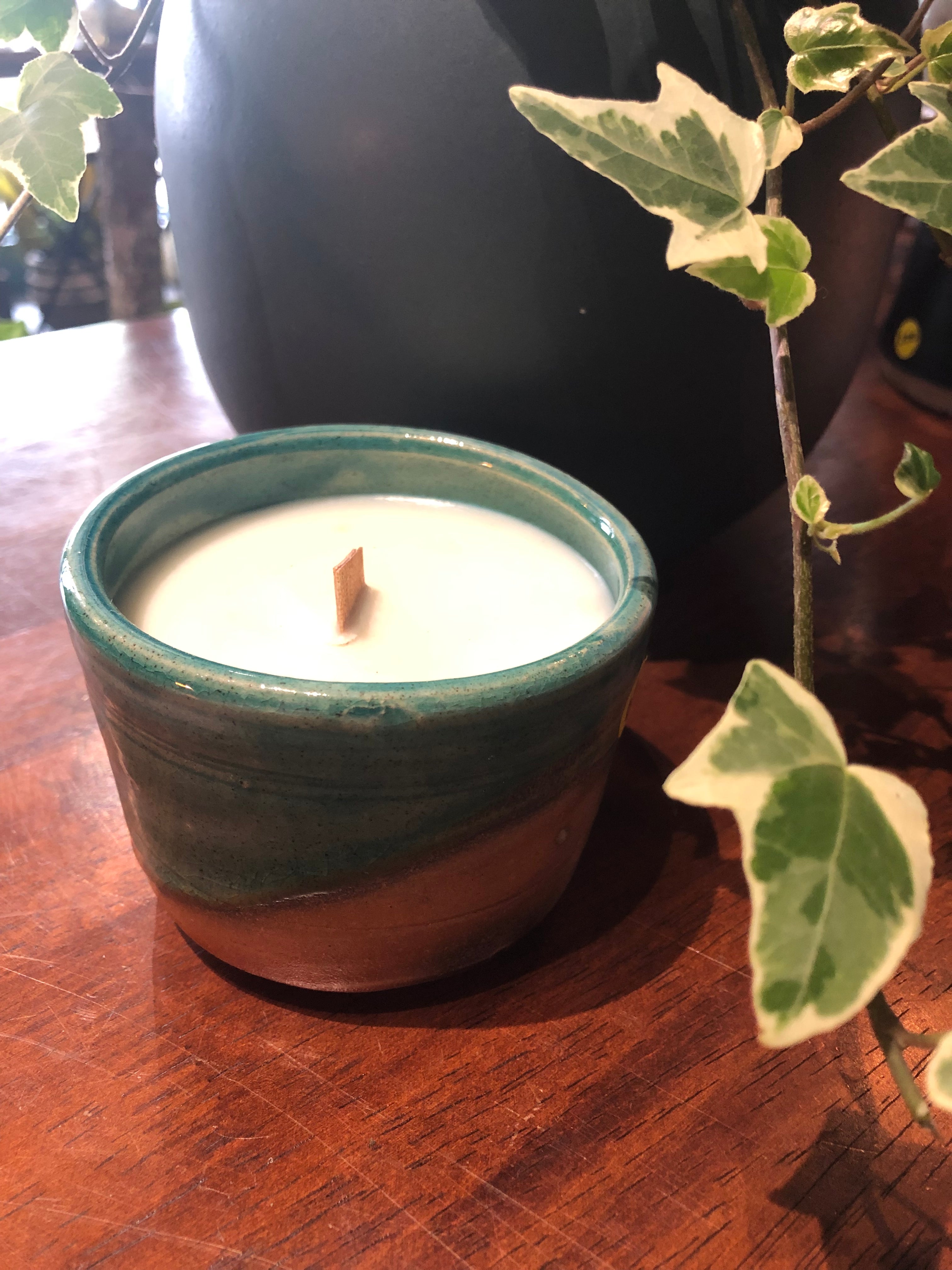 Handmade Ceramic Vessel with Soy Wax Candle