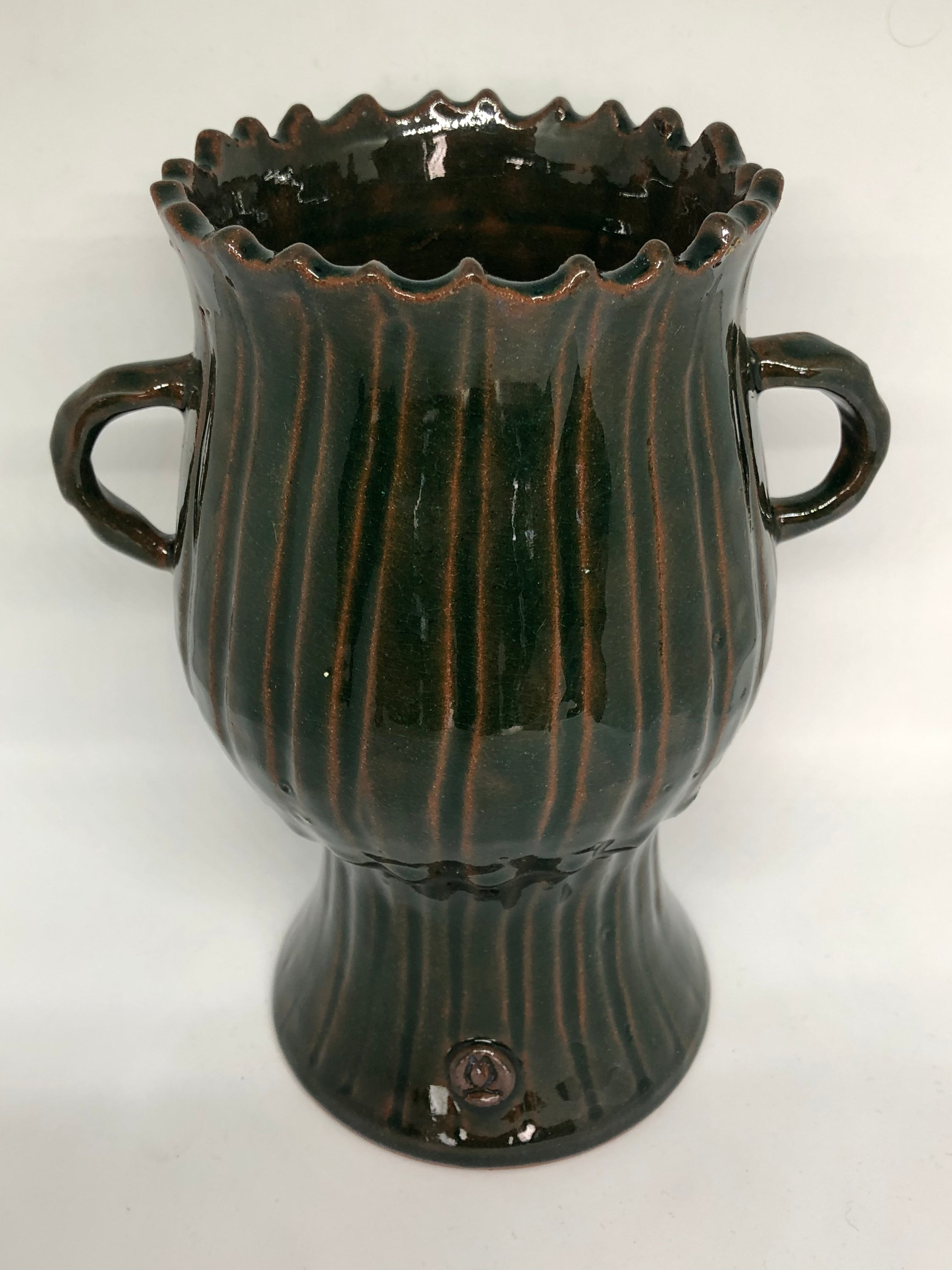 Wheel-Thrown Ceramic Urn with applied handles