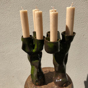 Two Handmade Ceramic Candelabra's