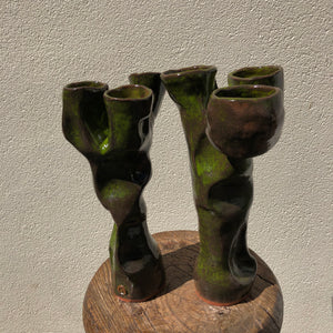 Two Handmade Ceramic Candelabra's