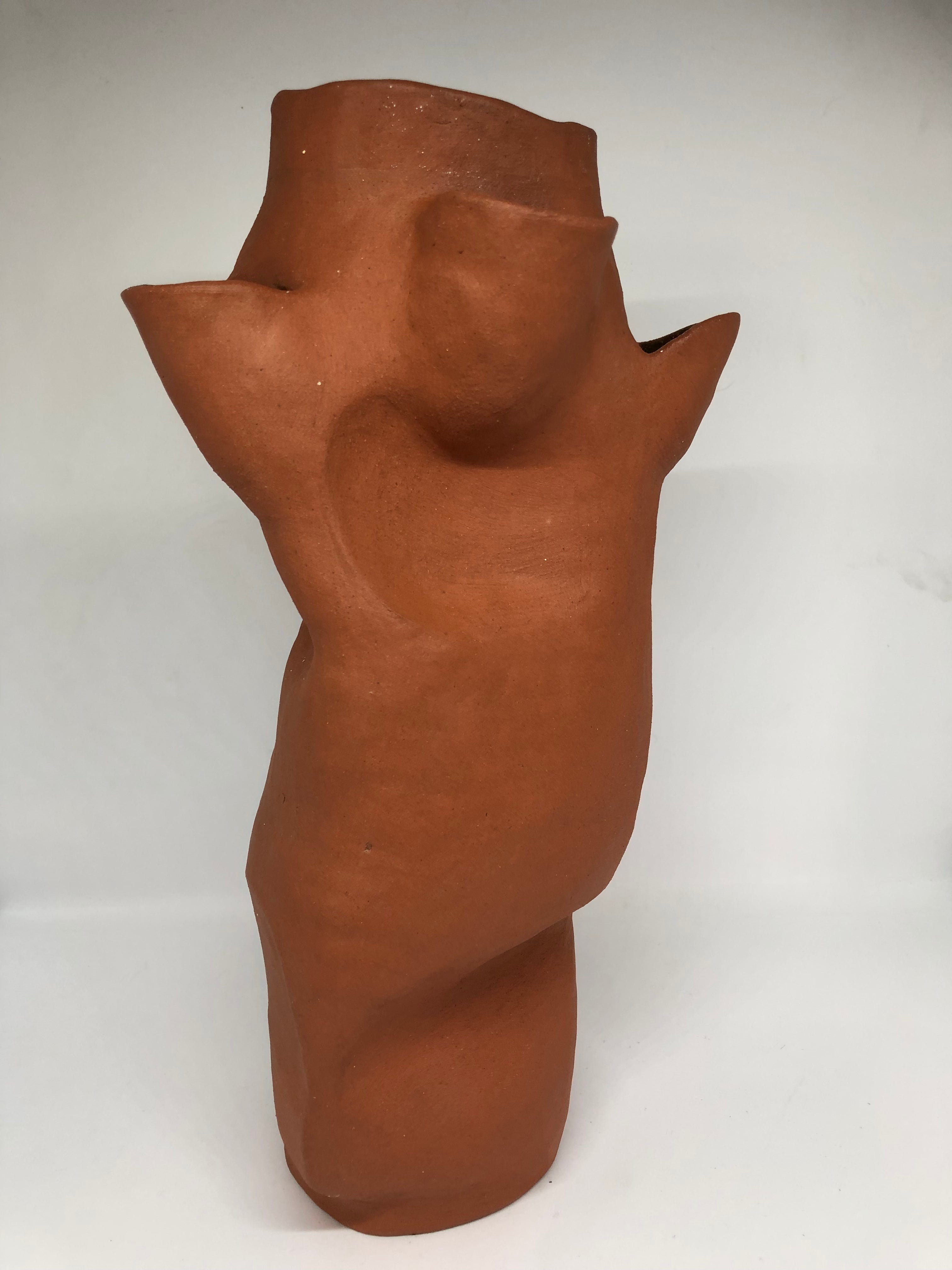 Hand-built Organic Terracotta Ceramic Slot Vase