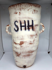 Large Hand-Built ceramic vase with applied handles