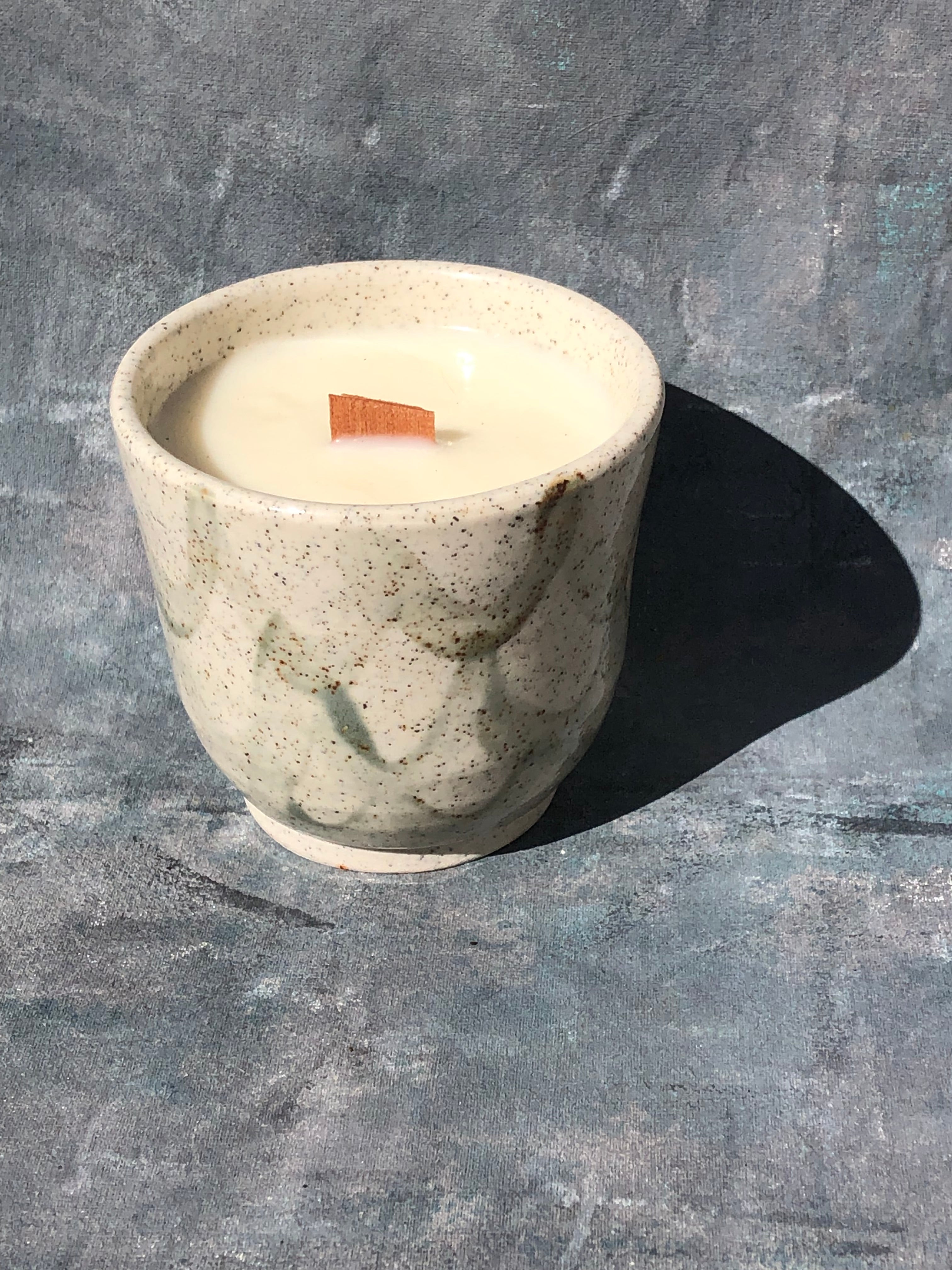 Wheel-Thrown Stoneware Ceramic Vessel with Soy Wax Candle